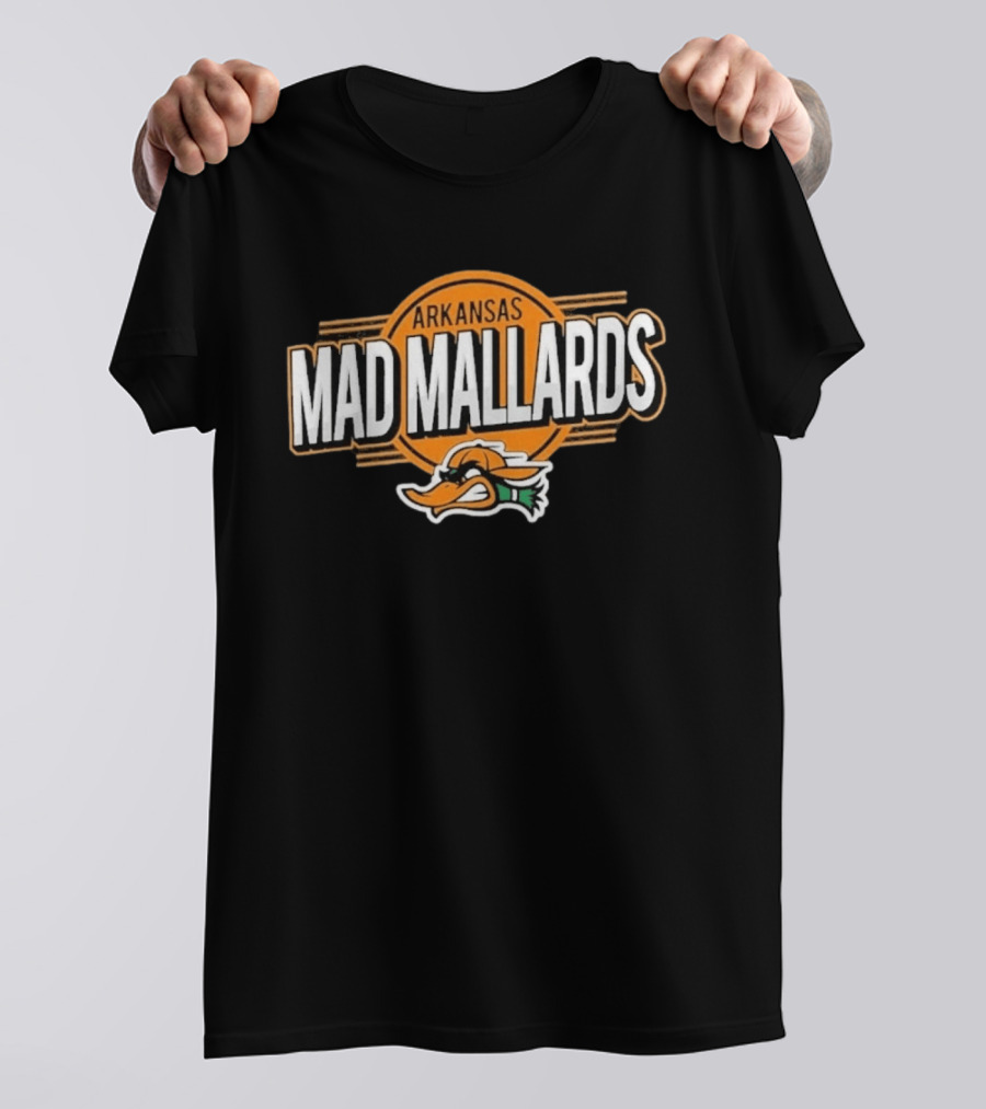Arkansas Mad Mallards Logo With Duck Face T-Shirt