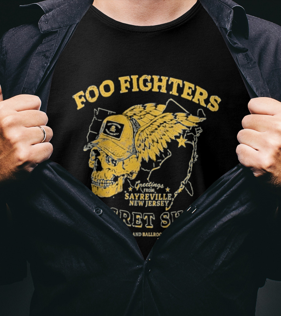 Foo Fighters Sayreville New Jersey 2026 Secret Show Winged Skull Starland Ballroom May 2 T-Shirt