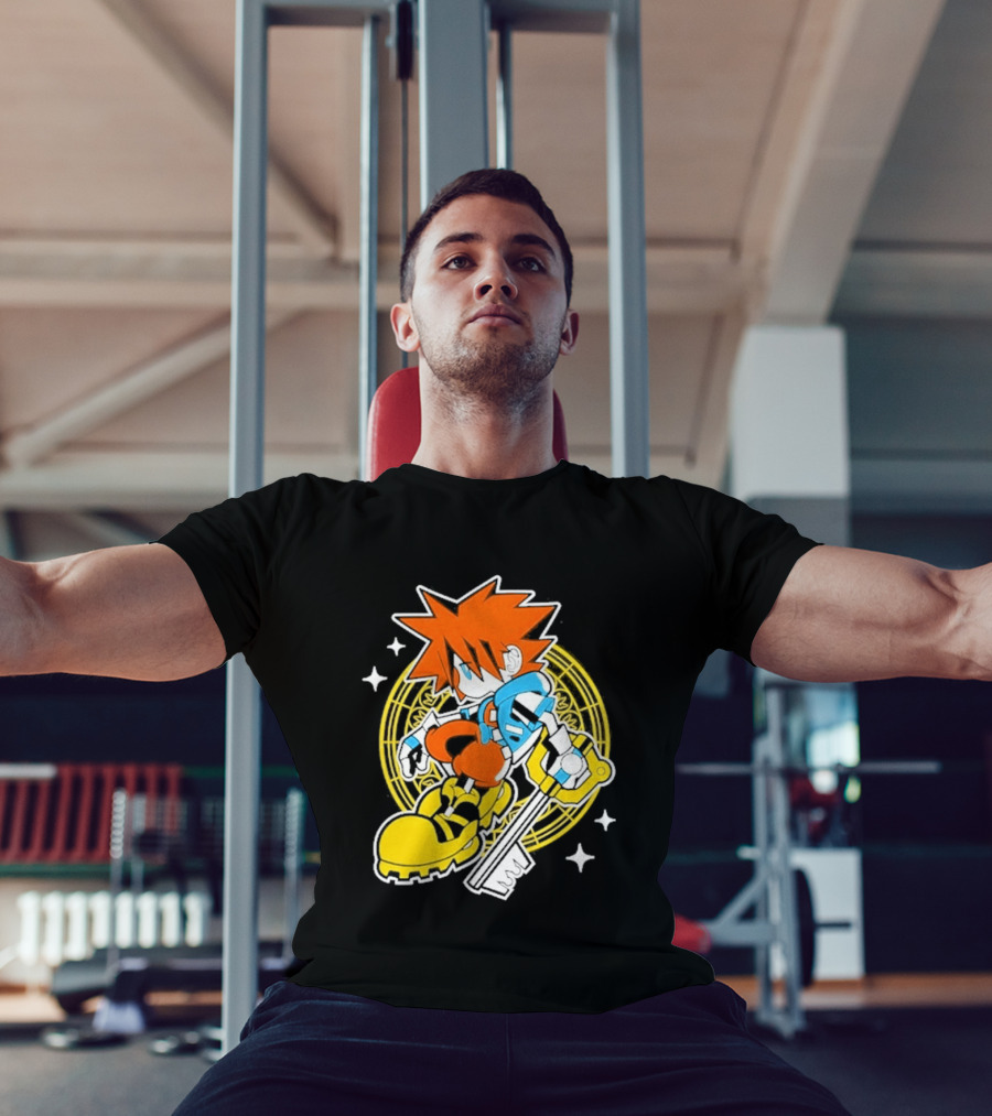 Sora Keyblade Cartoon Character With Bold Colors And Magic Circle T-Shirt