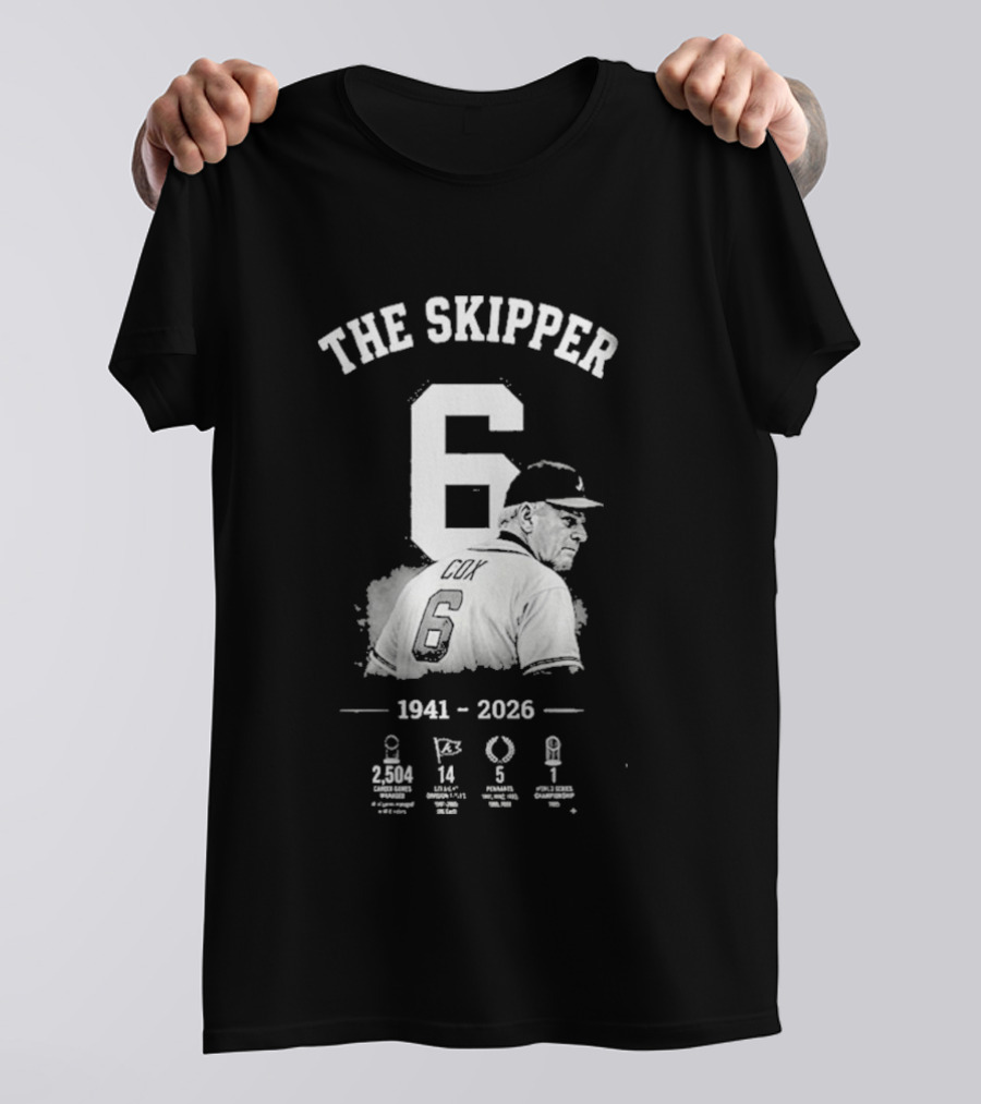 The Skipper 1941 2026 Number 6 Legendary Braves Manager T-Shirt