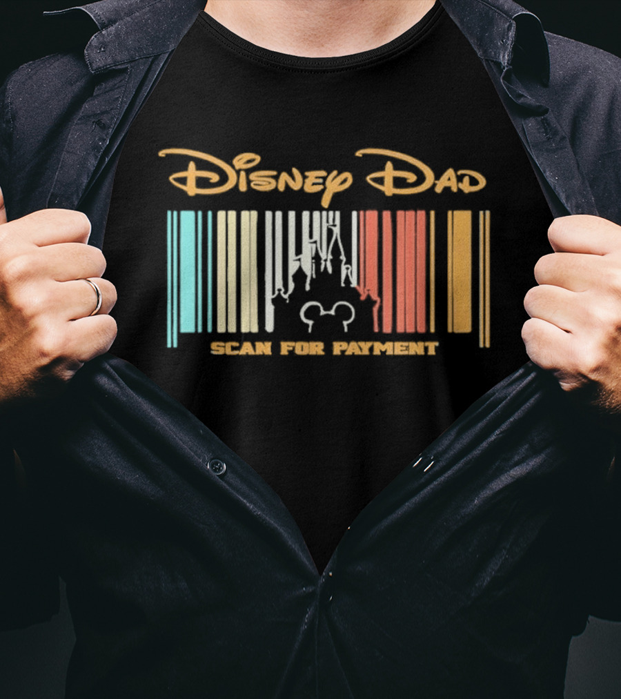 Disney Dad Barcode Castle Scan For Payment Father's Day T-Shirt
