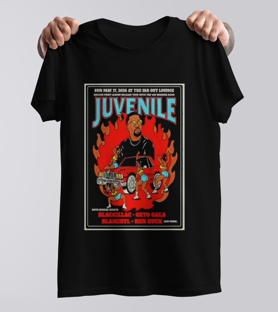 Juvenile Live Concert At The Far Out Lounge Austin TX May 17 2026 Featuring Truck Music And Dance T-Shirt