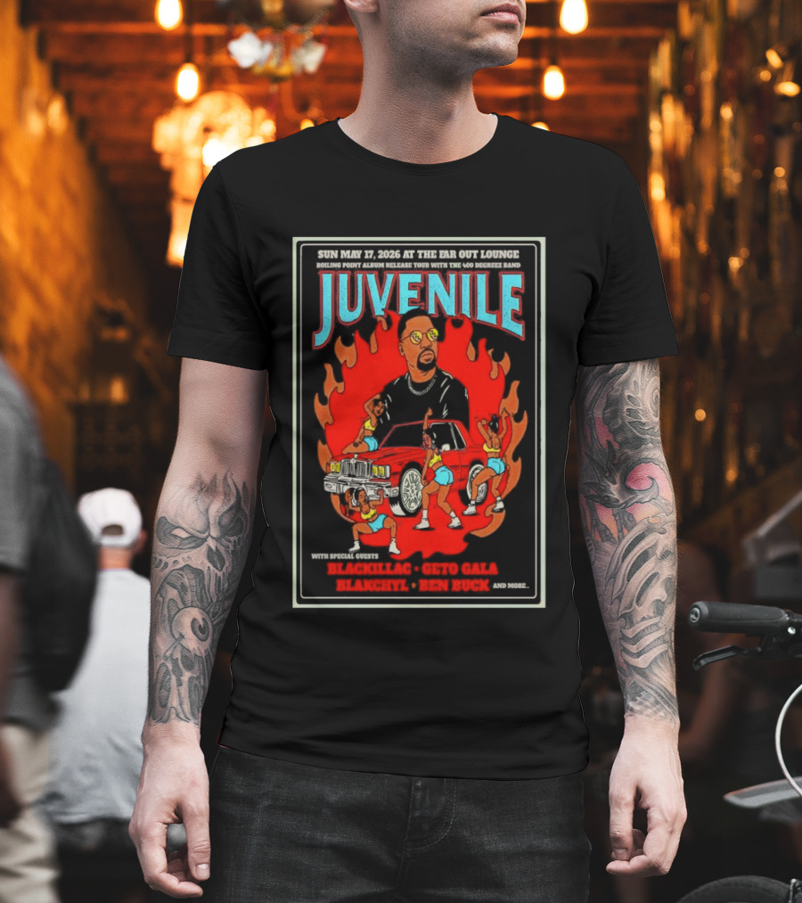 Juvenile Live Concert At The Far Out Lounge Austin TX May 17 2026 Featuring Truck Music And Dance T-Shirt