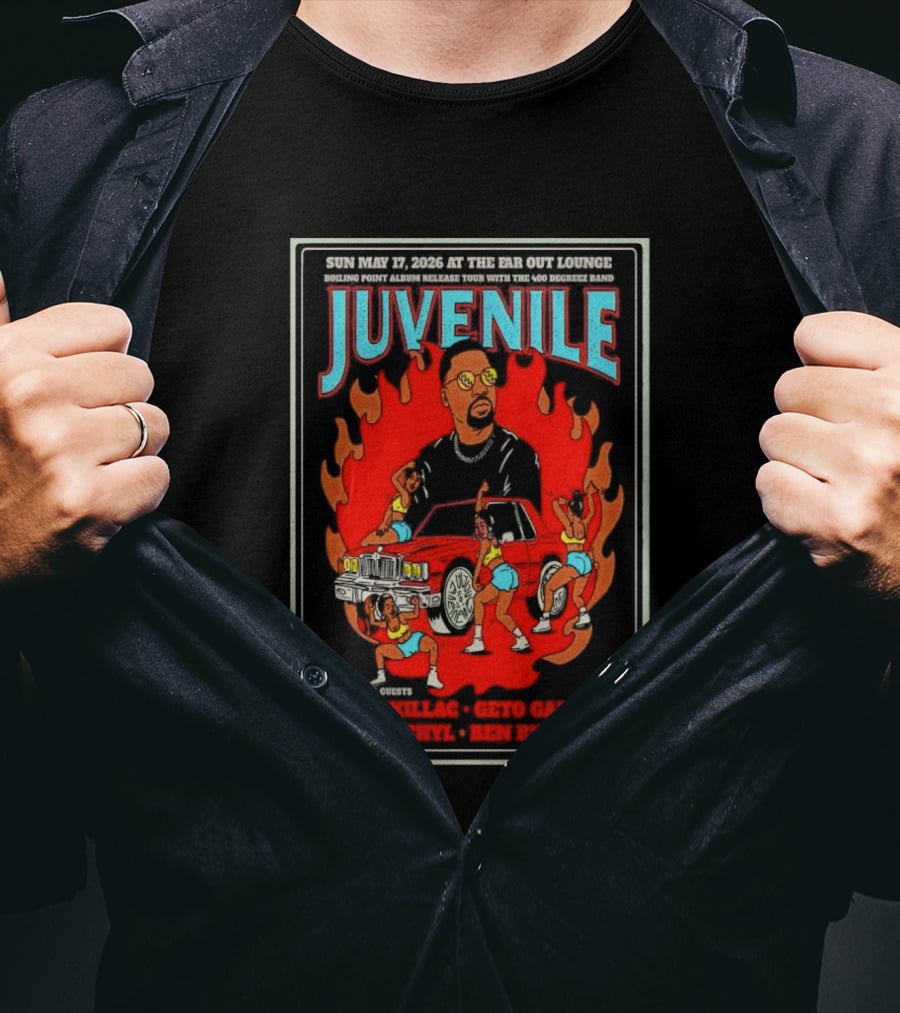 Juvenile Live Concert At The Far Out Lounge Austin TX May 17 2026 Featuring Truck Music And Dance T-Shirt
