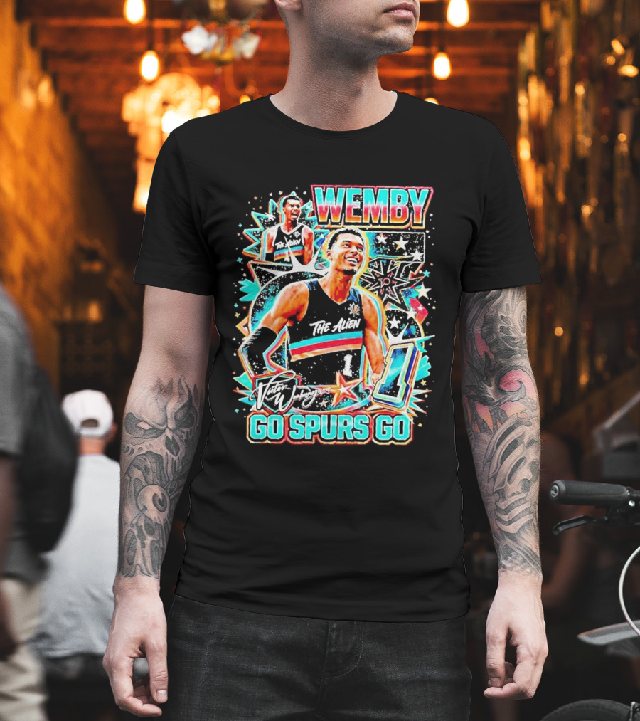 Wemby The Alien Go Spurs Go 90s Bootleg Retro Stars Number One T-Shirt