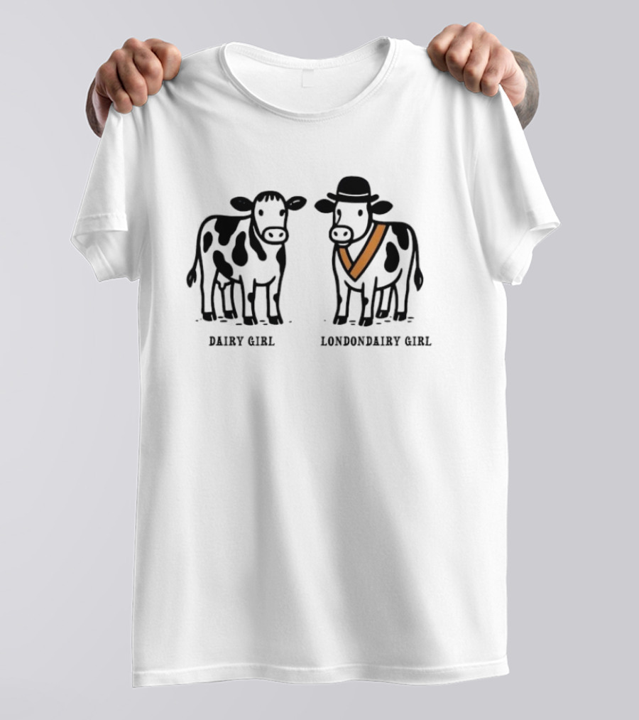 Dairy Girl Vs Londondairy Girl Funny Cow Humor T-Shirt