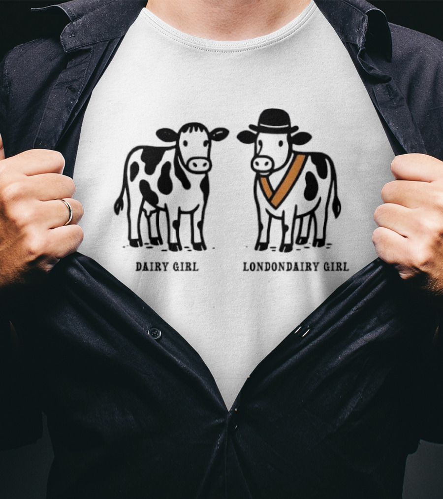 Dairy Girl Vs Londondairy Girl Funny Cow Humor T-Shirt
