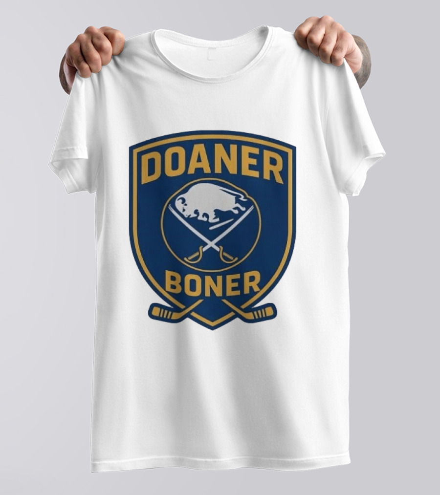 Buffalo Sabres Doaner Boner Logo With Crossed Hockey Sticks T-Shirt