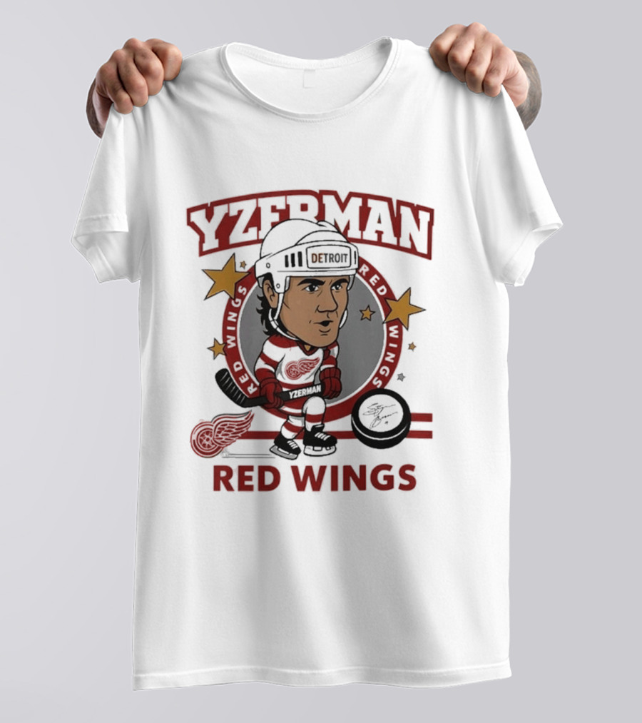 Yzerman Red Wings Caricature Hockey Player T-Shirt