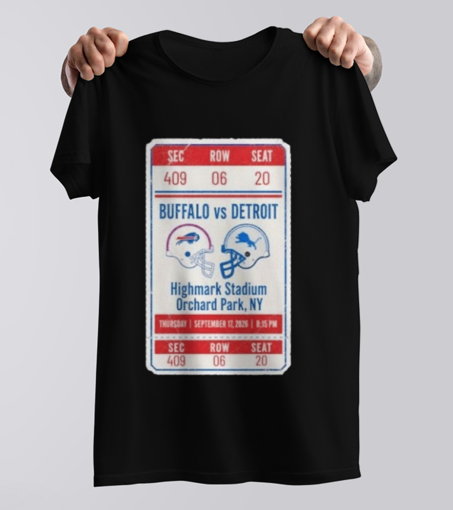 Buffalo Vs Detroit Highmark Stadium Orchard Park NY September 12 2026 Football Match Helmets T-Shirt