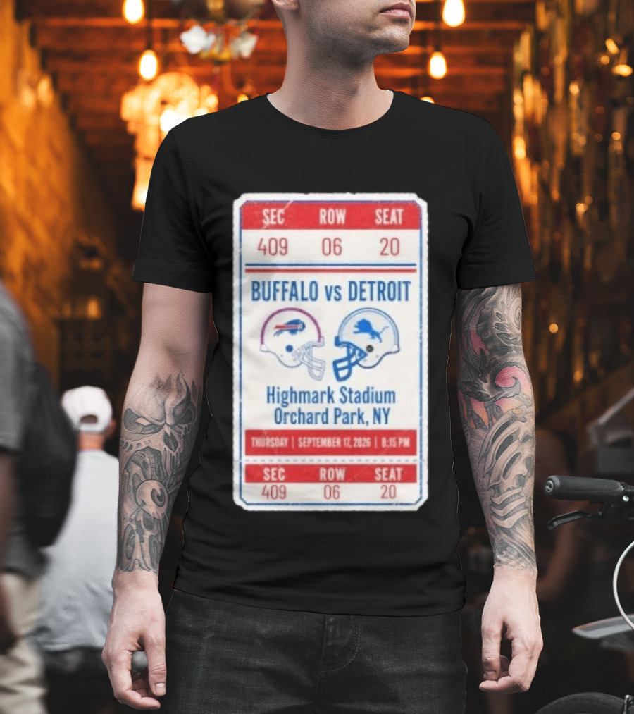 Buffalo Vs Detroit Highmark Stadium Orchard Park NY September 12 2026 Football Match Helmets T-Shirt