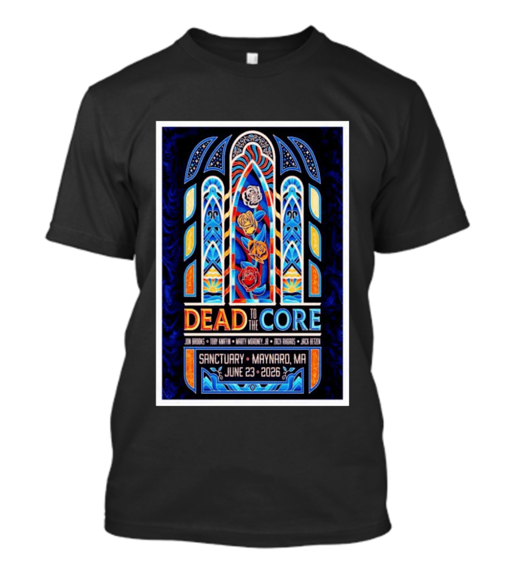 Dead To The Core Sanctuary Maynard MA June 23 2026 Floral Stained Glass T-Shirt