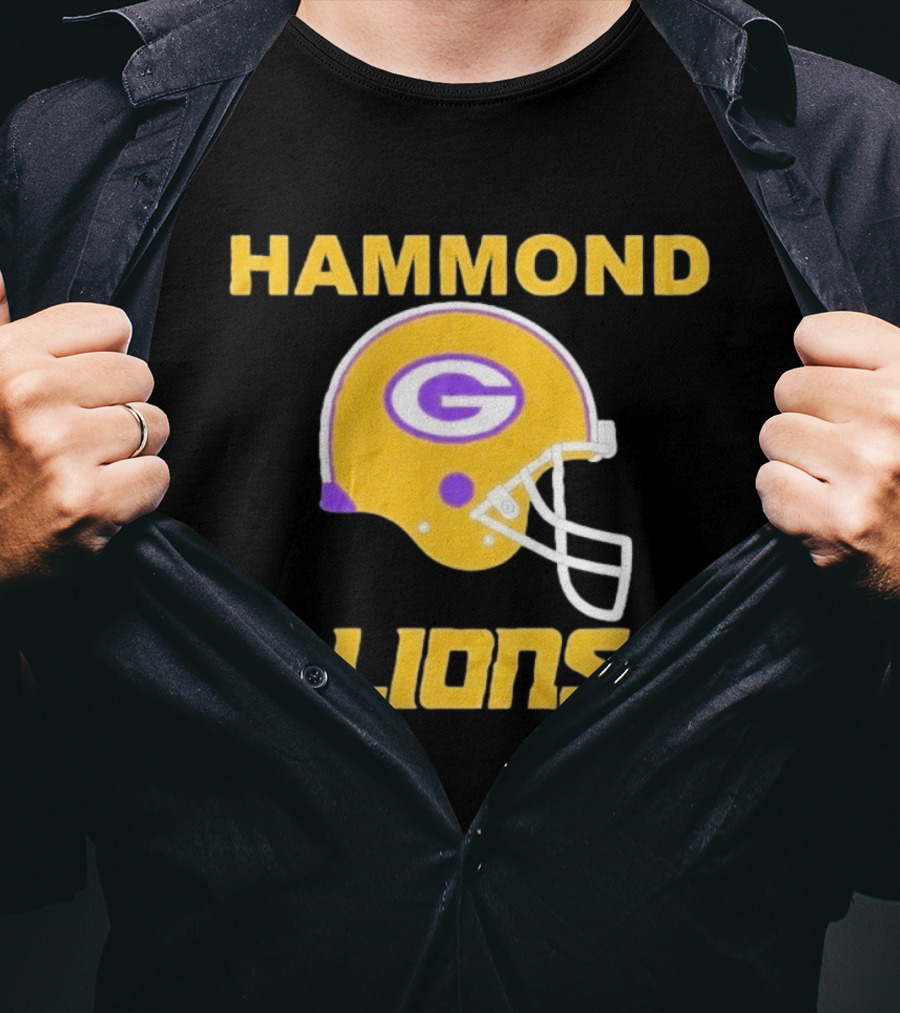Hammond Lions Yellow Football Helmet Team Spirit T-Shirt