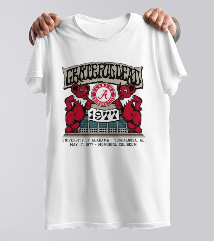 Grateful Dead Alabama Crimson Tide 1977 Memorial Coliseum Tuscaloosa Bears T-Shirt