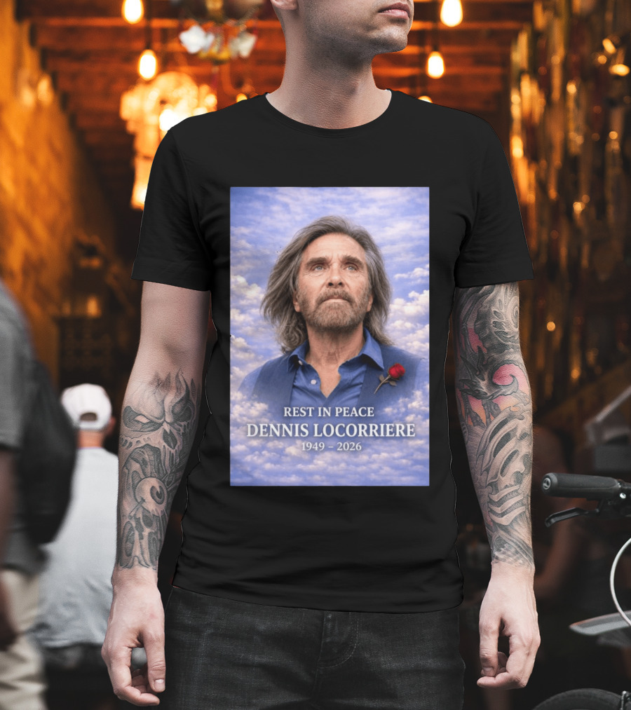 Rest In Peace Dennis Locorriere 1949 2026 Memorial Tribute With Rose And Clouds T-Shirt