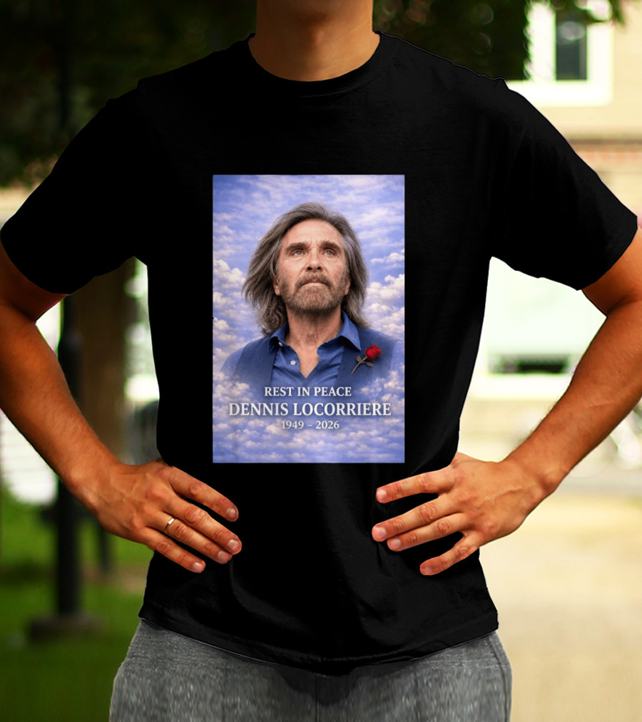 Rest In Peace Dennis Locorriere 1949 2026 Memorial Tribute With Rose And Clouds T-Shirt