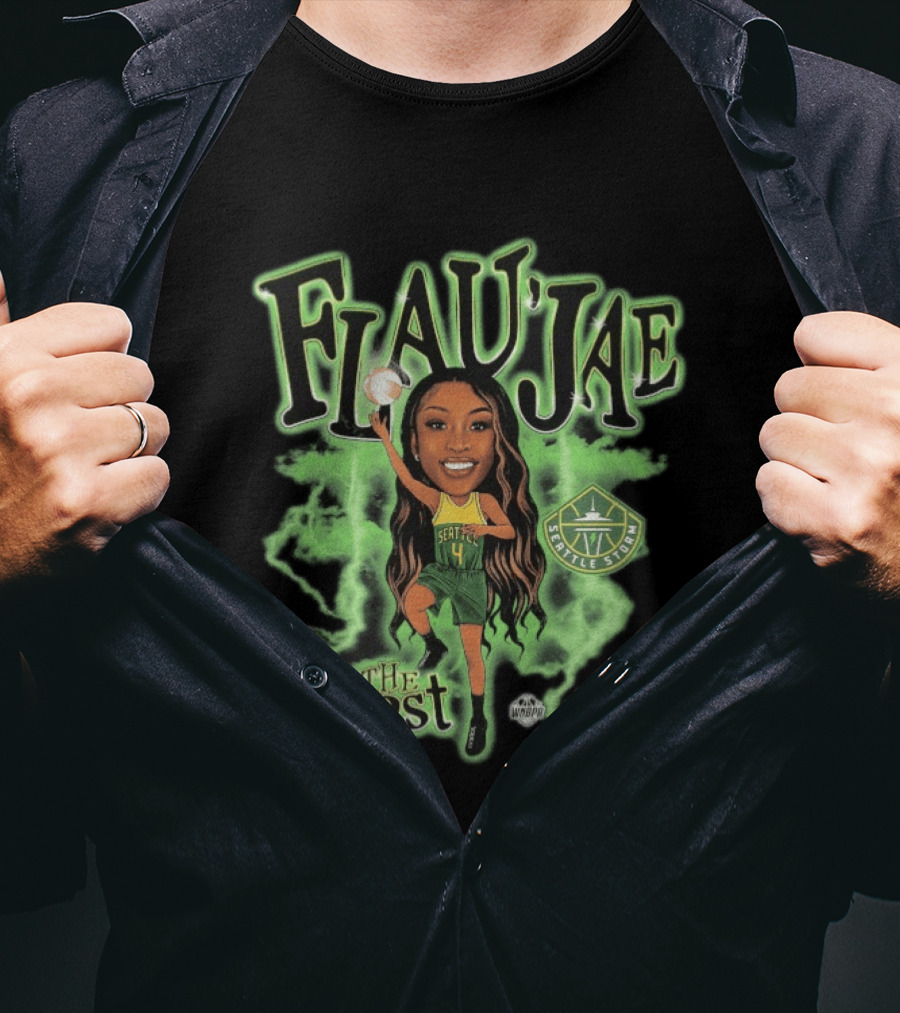 Seattle Storm Flau'jae Johnson The 4Cast Team Playa Society T-Shirt