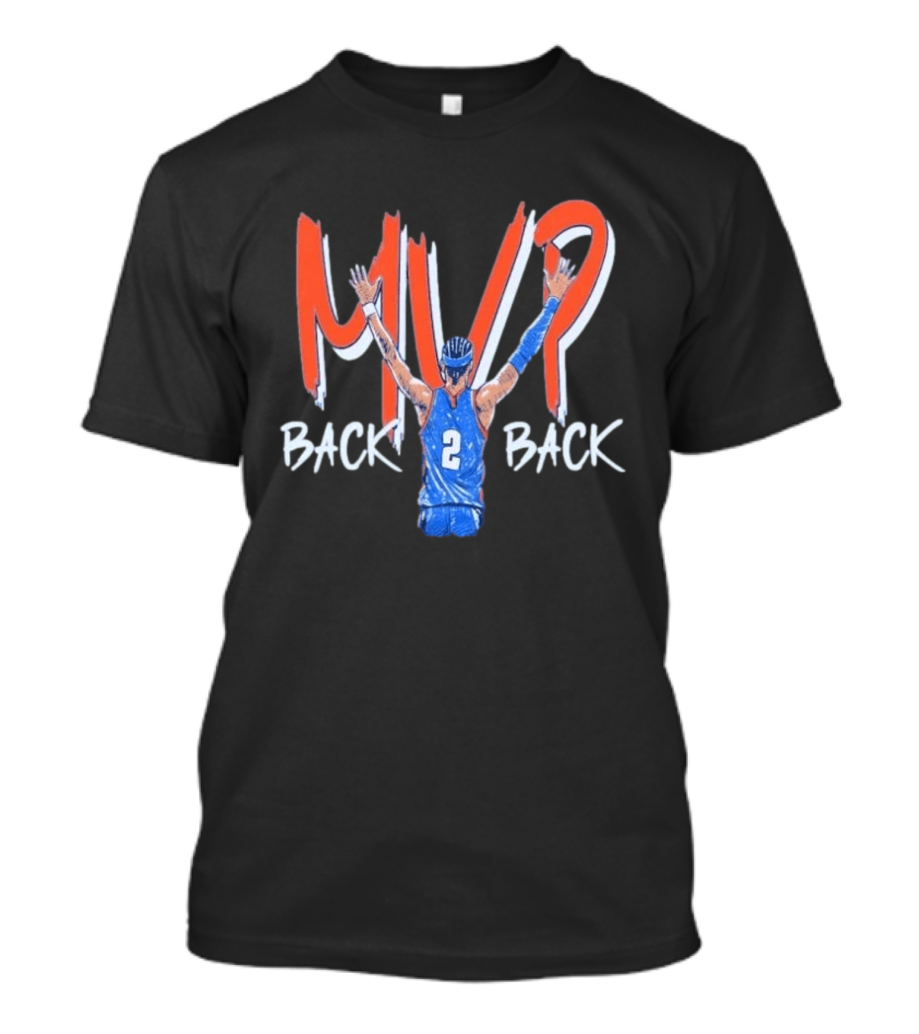 Shai Gilgeous Alexander SGA Back 2 Back MVP Basketball Star Number 2 T-Shirt