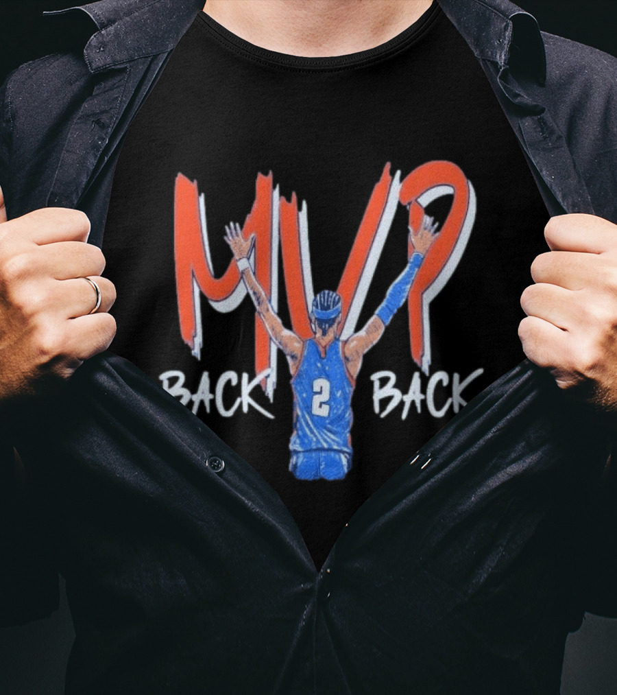 Shai Gilgeous Alexander SGA Back 2 Back MVP Basketball Star Number 2 T-Shirt