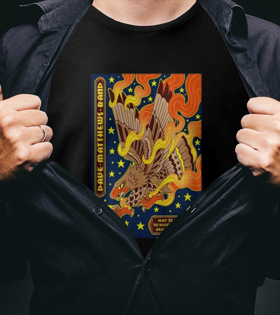 Dave Matthews Band May 25 2026 The Wharf Amphitheatre Orange Beach AL Eagle Stars Flames T-Shirt