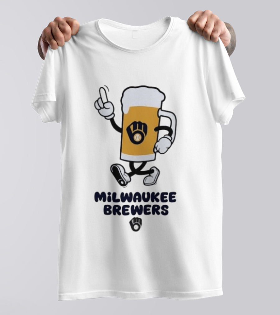 Milwaukee Brewers Beer Mascot Running Cartoon T-Shirt