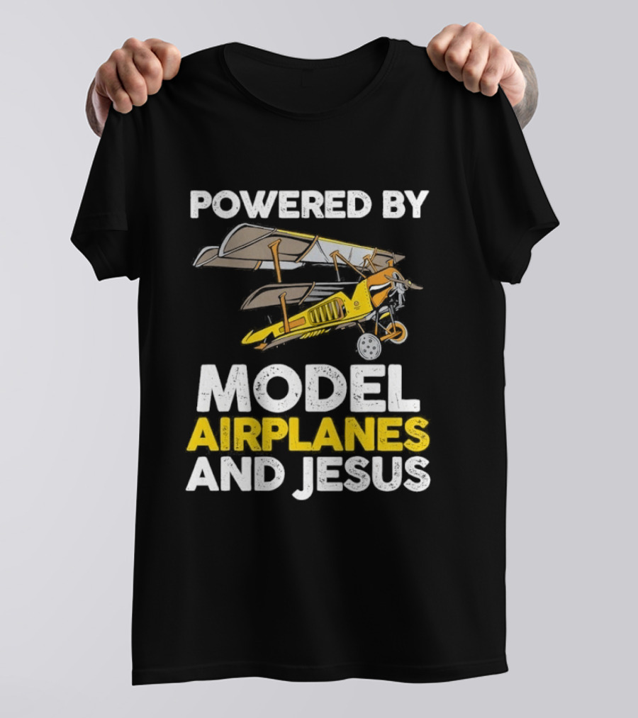 Powered By Model Airplanes And Jesus Vintage Aviation Enthusiasts Faith Based Collectible T-Shirt