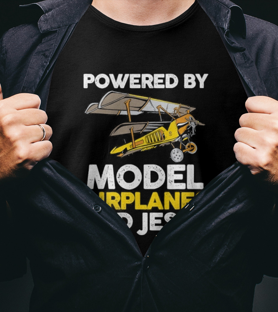 Powered By Model Airplanes And Jesus Vintage Aviation Enthusiasts Faith Based Collectible T-Shirt