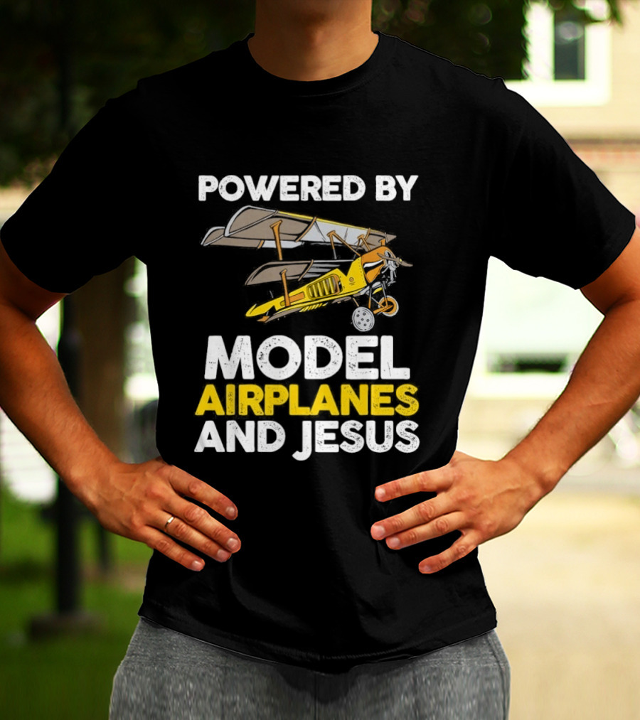 Powered By Model Airplanes And Jesus Vintage Aviation Enthusiasts Faith Based Collectible T-Shirt