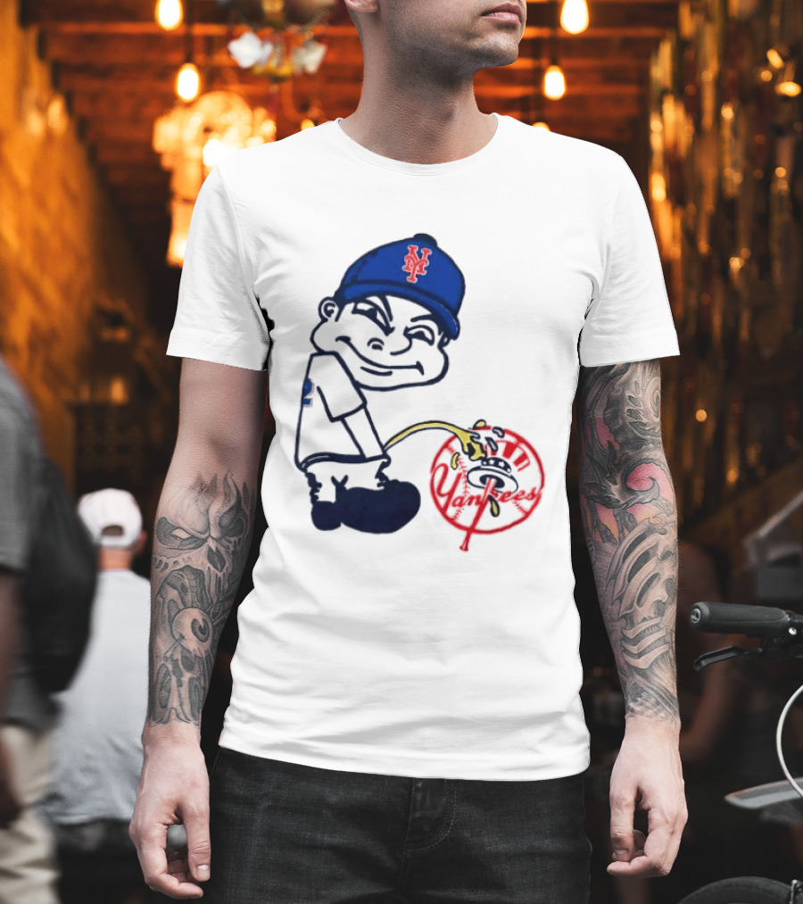 New York Mets Fans Rivalry Yankees Humorous Cartoon T-Shirt