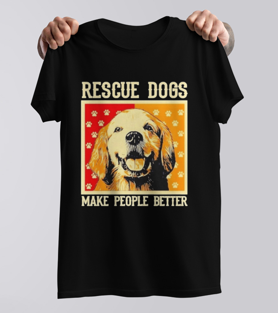 Rescue Dogs Make People Better Paw Print T-Shirt