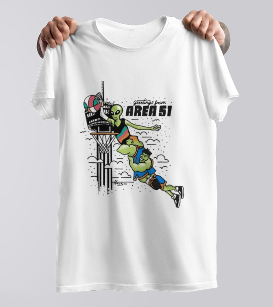 Victor Wembanyama Alien Greetings From Area 51 Basketball Dunk Scene T-Shirt