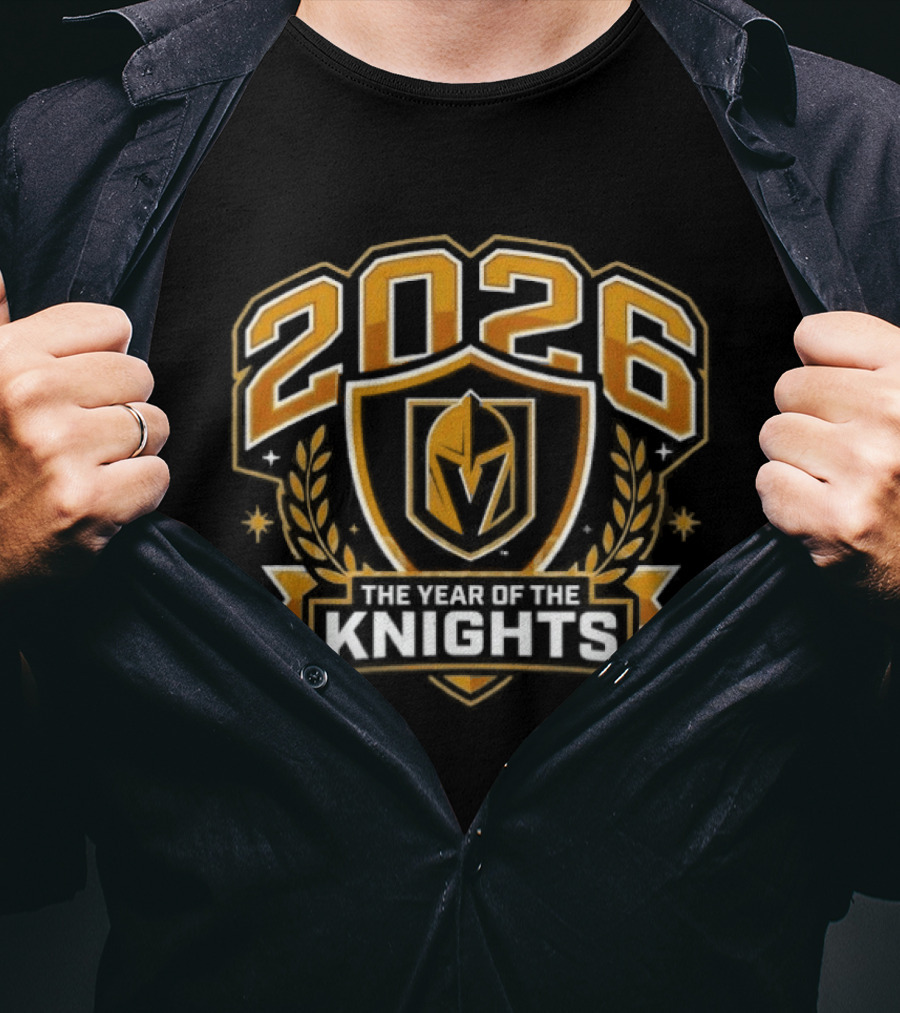 2026 Vegas Golden Knights The Year Of The Knights Vintage Shield T-Shirt