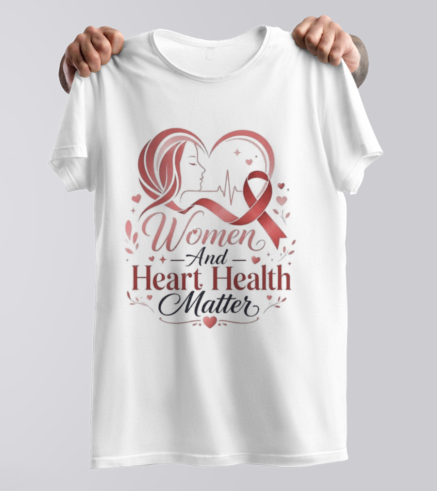 Women And Heart Health Matter Awareness Ribbon Heartbeat T-Shirt