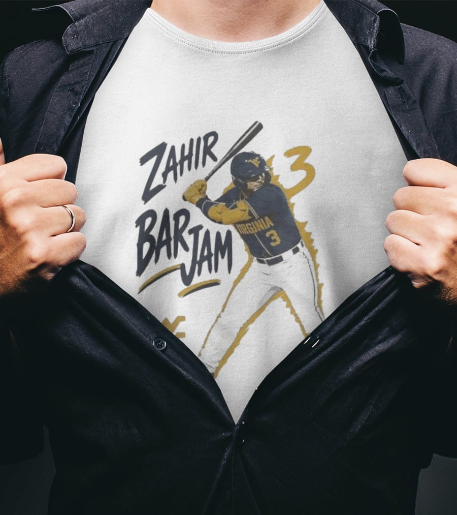 Zahir Barjam West Virginia Baseball Number 3 Sports Fan T-Shirt