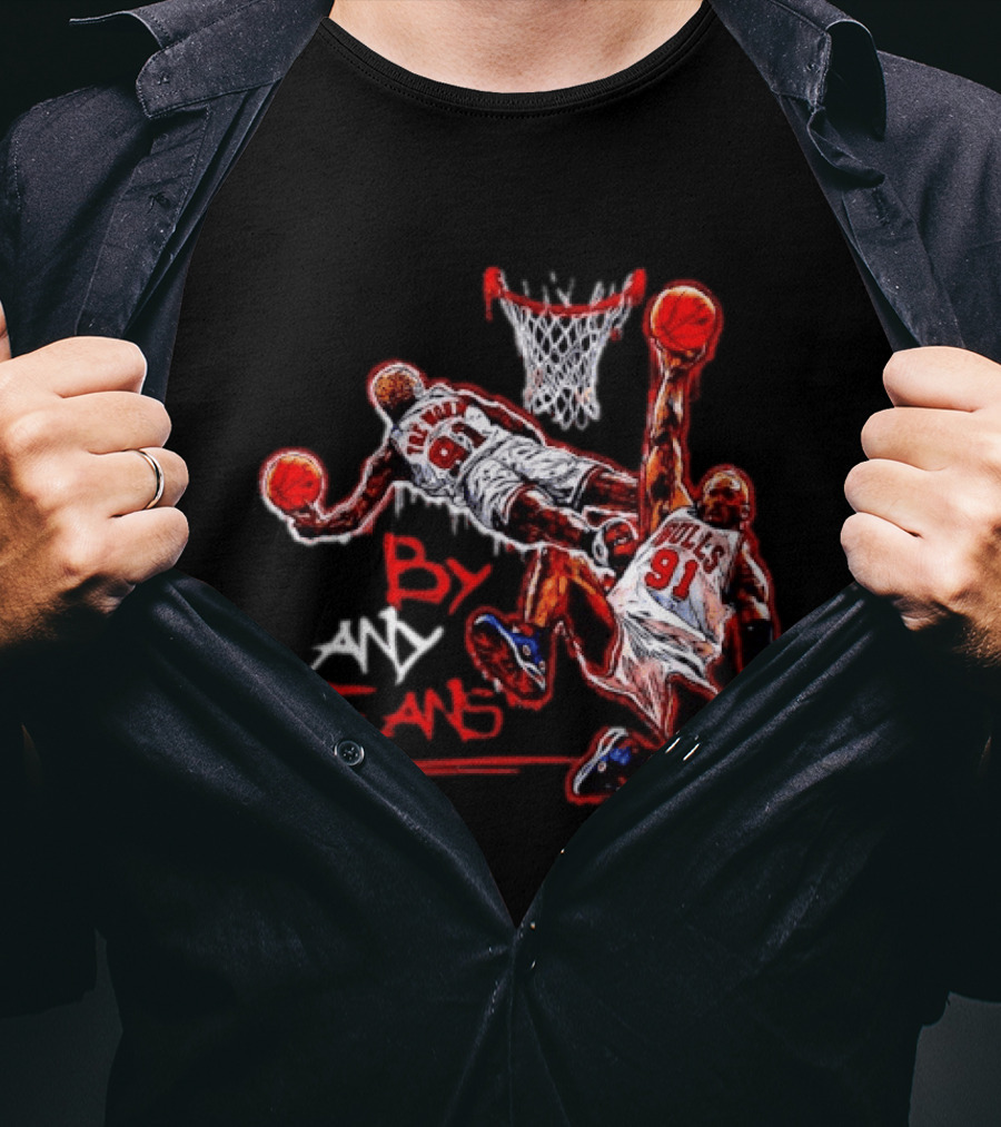 Chicago Bulls Dennis Rodman By Any Means Basketball Dunk 91 T-Shirt