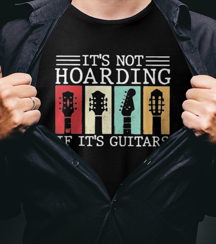 It's Not Hoarding If It's Guitars Headstock Collage T-Shirt