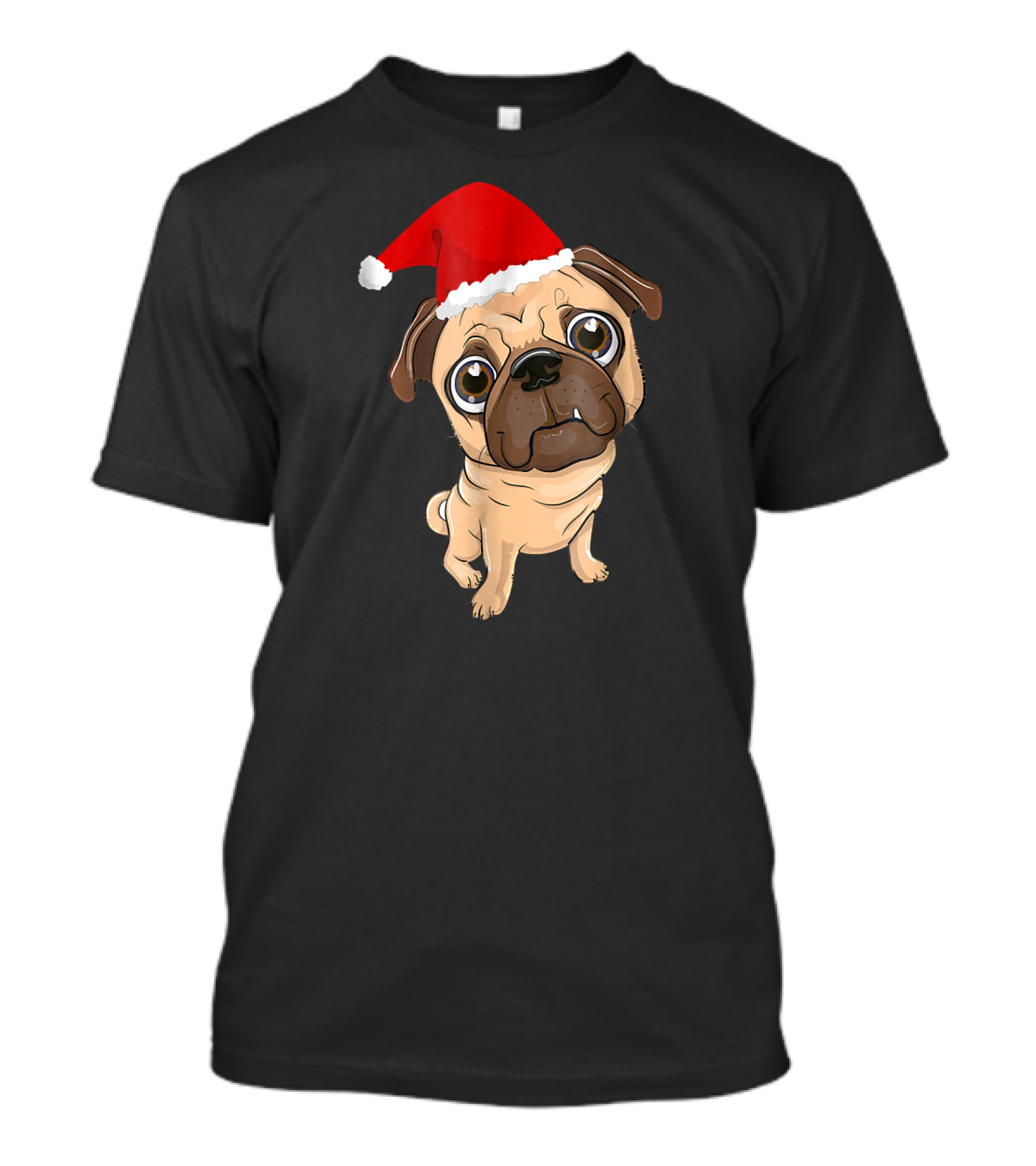 Santa Hat Pug Christmas Fun T-Shirt