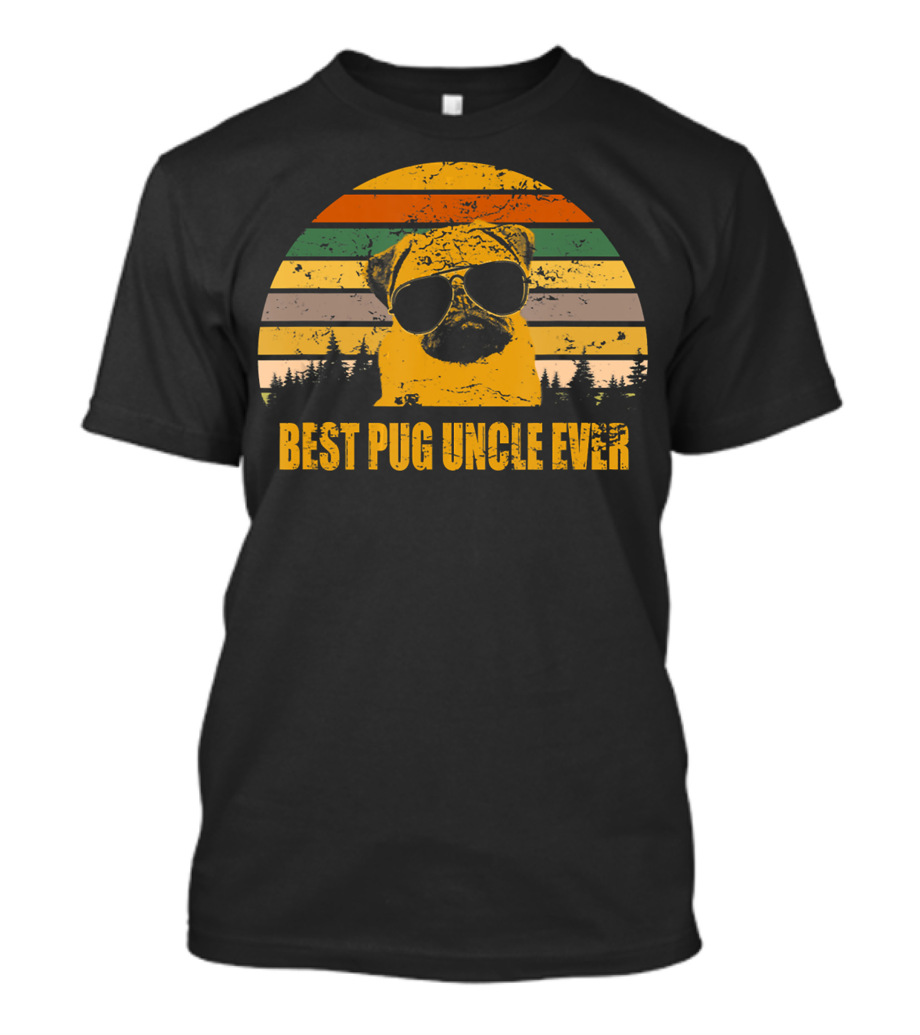 Best Pug Uncle Ever Vintage Retro Pug With Sunglasses T-Shirt