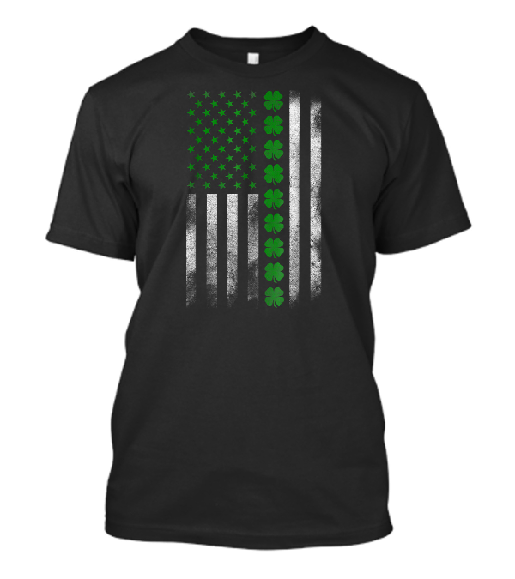 St. Patricks Day Green Clover Irish American Flag T-Shirt
