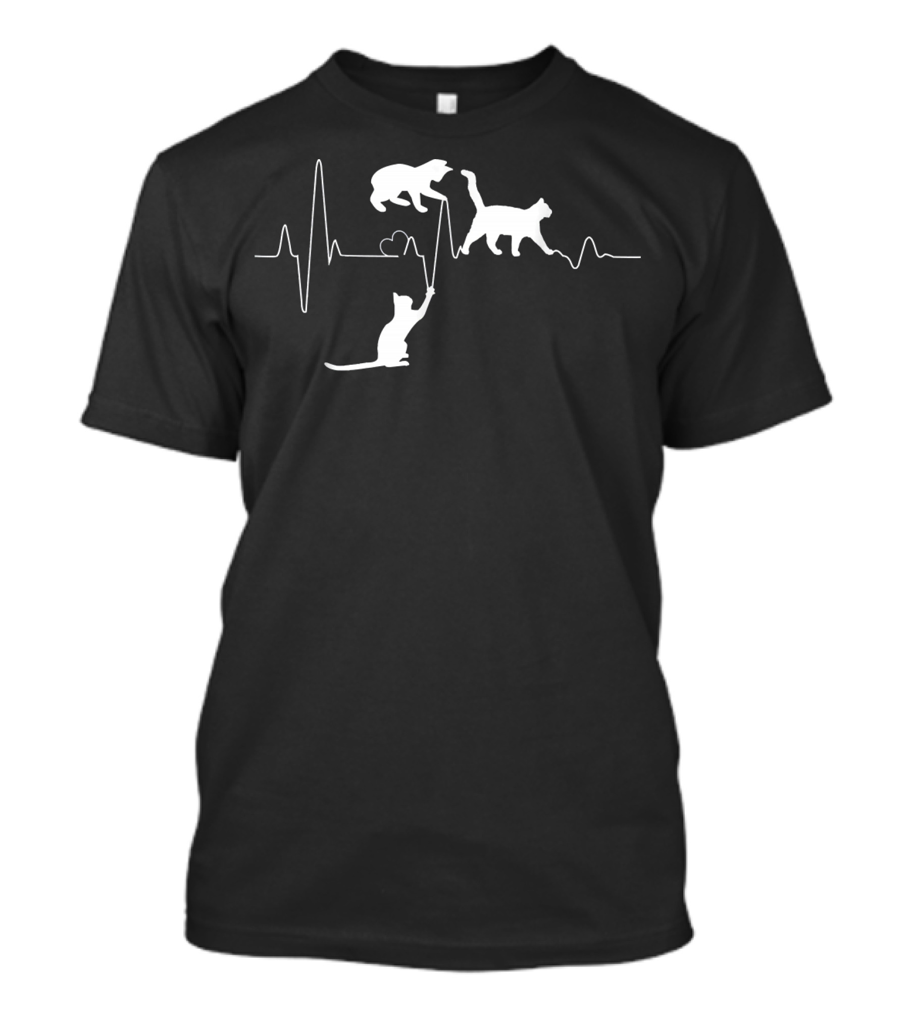 Cat Heartbeat Funny Cats Playing On Heartline T-Shirt