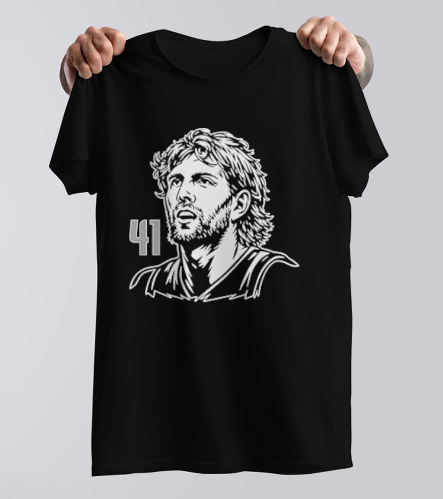 Dirk Nowitzki 41 Basketball Legend Sketch T-Shirt