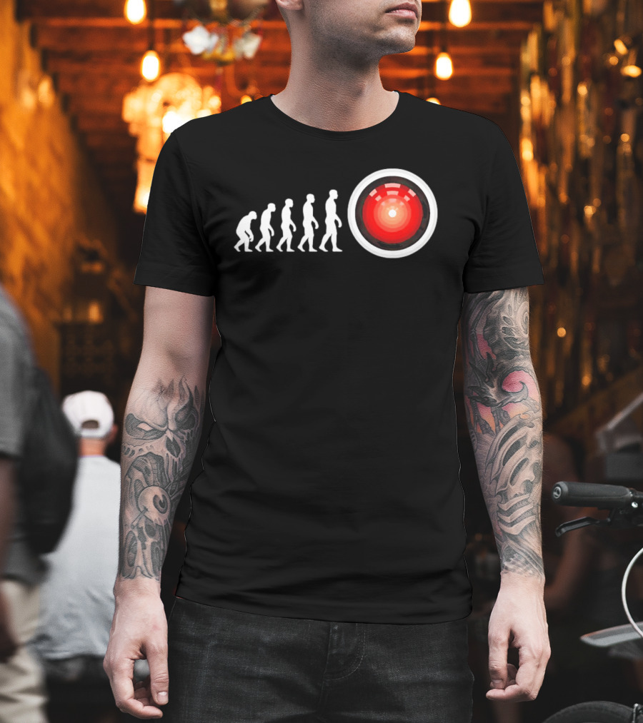 Human Evolution To HAL 9000 AI 2001 Space Odyssey Humor T-Shirt