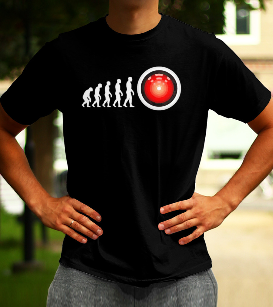 Human Evolution To HAL 9000 AI 2001 Space Odyssey Humor T-Shirt