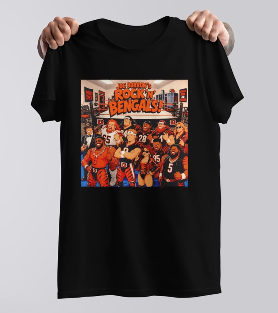 Joe Burrow's Rock 'N' Bengals Who Dey Cincinnati Bengals Born And Raised T-Shirt