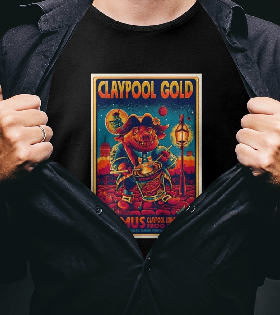 Claypool Gold Primus Frog Brigade June 10 2026 Leader Bank Pavilion Boston MA T-Shirt