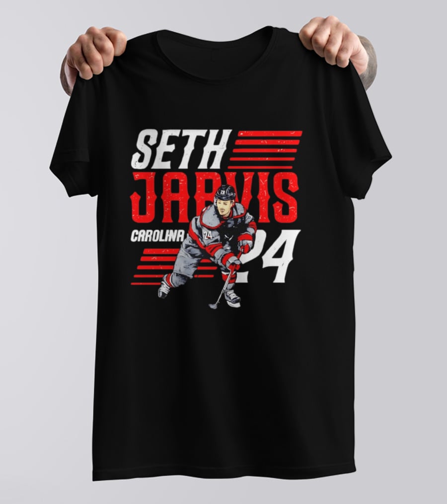 Seth Jarvis 24 Carolina Hurricanes Hockey Player T-Shirt