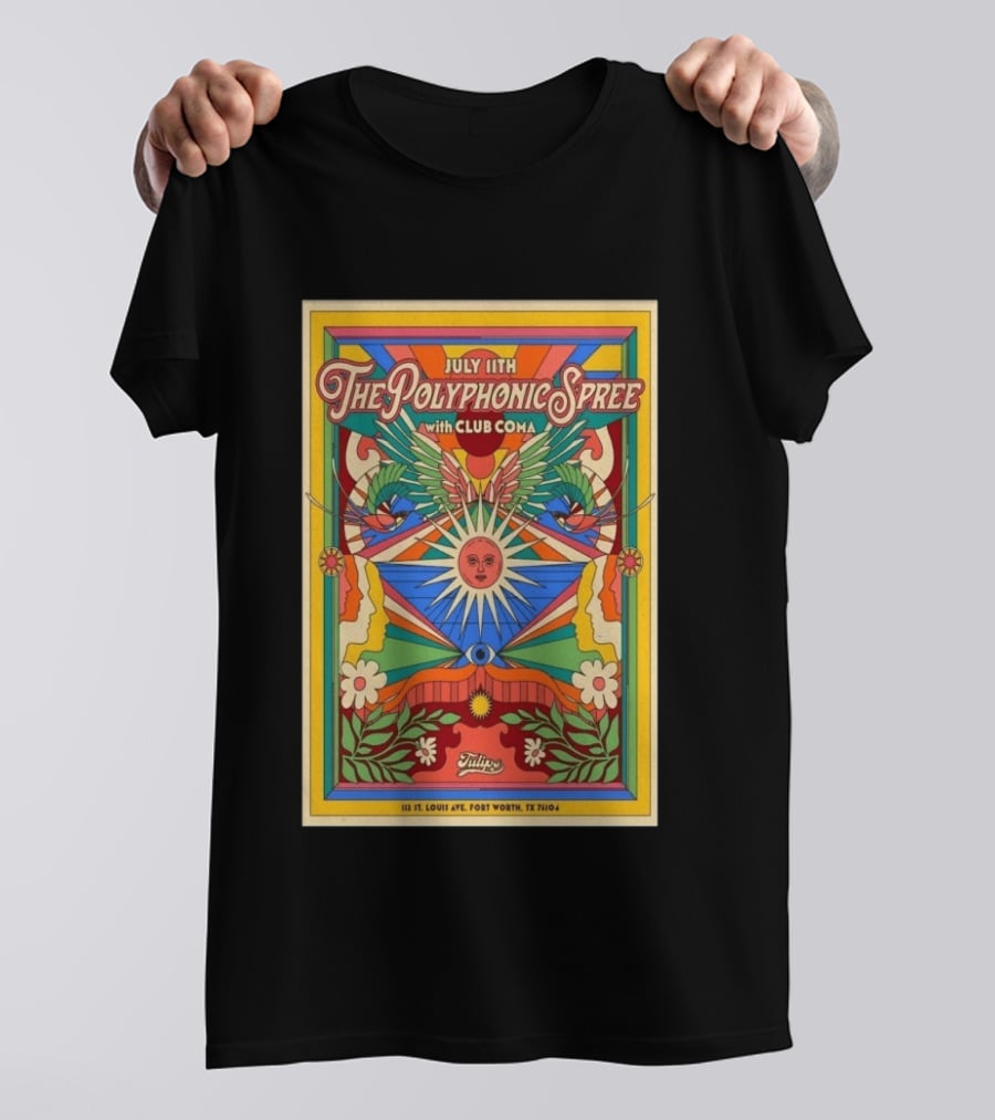 July 11 The Polyphonic Spree With Club Coma Fort Worth TX Tulips T-Shirt