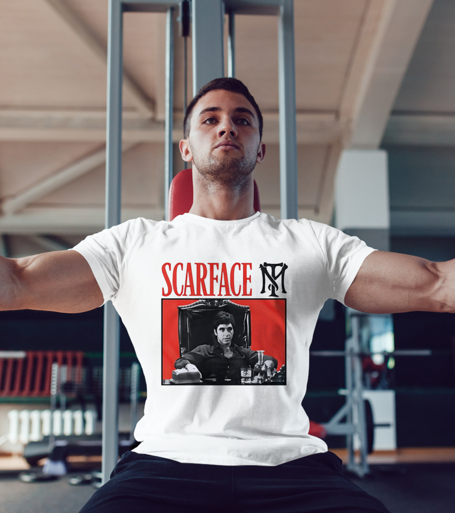 Scarface Tony Montana Al Pacino Iconic Scene Red T-Shirt
