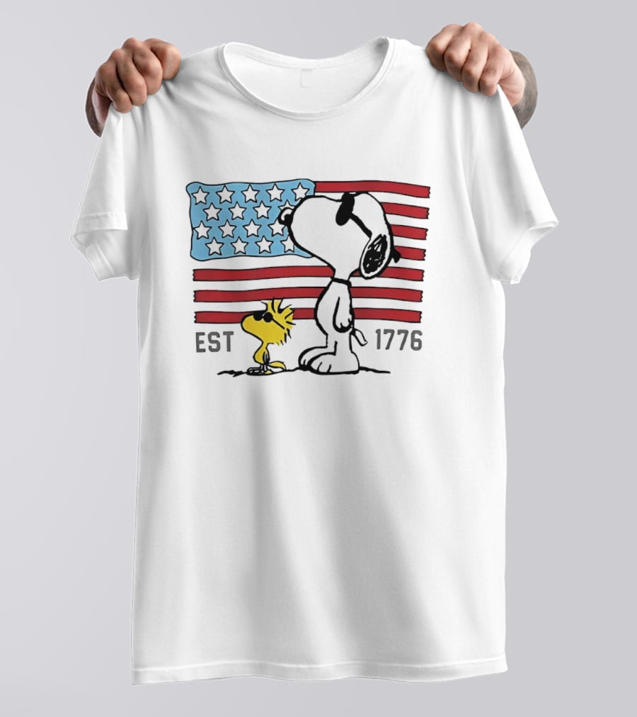 America 250th Anniversary 1776 Snoopy Woodstock With Stars And Stripes T-Shirt