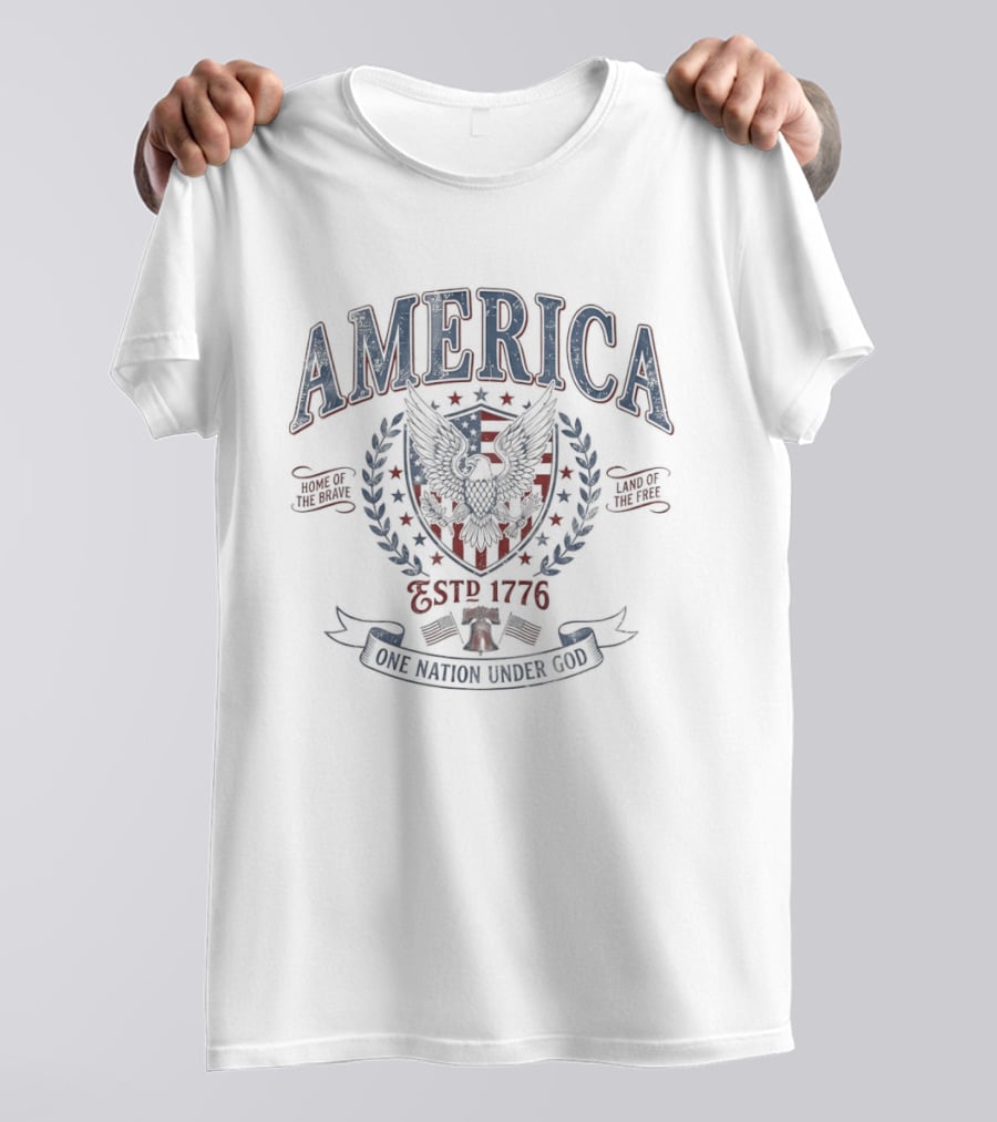 America Eagle USA Est 1776 One Nation Under God T-Shirt
